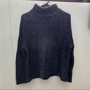 ZARA Knit Turtleneck Pullover Sweater Black White Blue Women's Size M